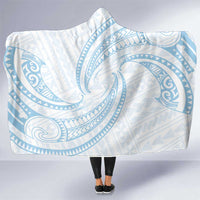White Sunday Lotu Tamaiti Hooded Blanket Polynesian Wave Pastel Sky Blue - Polynesian Pride