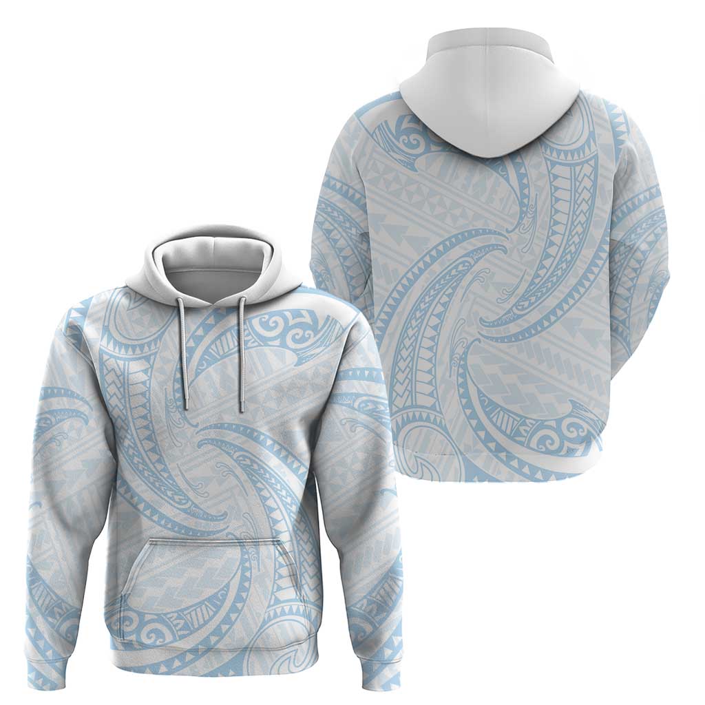 White Sunday Lotu Tamaiti Hoodie Polynesian Wave Pastel Sky Blue - Polynesian Pride