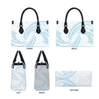 White Sunday Lotu Tamaiti Leather Bag Polynesian Wave Pastel Sky Blue - Polynesian Pride