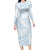 White Sunday Lotu Tamaiti Long Sleeve Bodycon Dress Polynesian Wave Pastel Sky Blue - Polynesian Pride