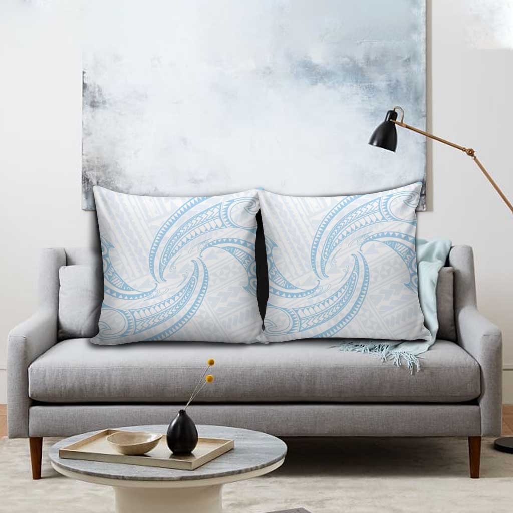 White Sunday Lotu Tamaiti Pillow Cover Polynesian Wave Pastel Sky Blue - Polynesian Pride