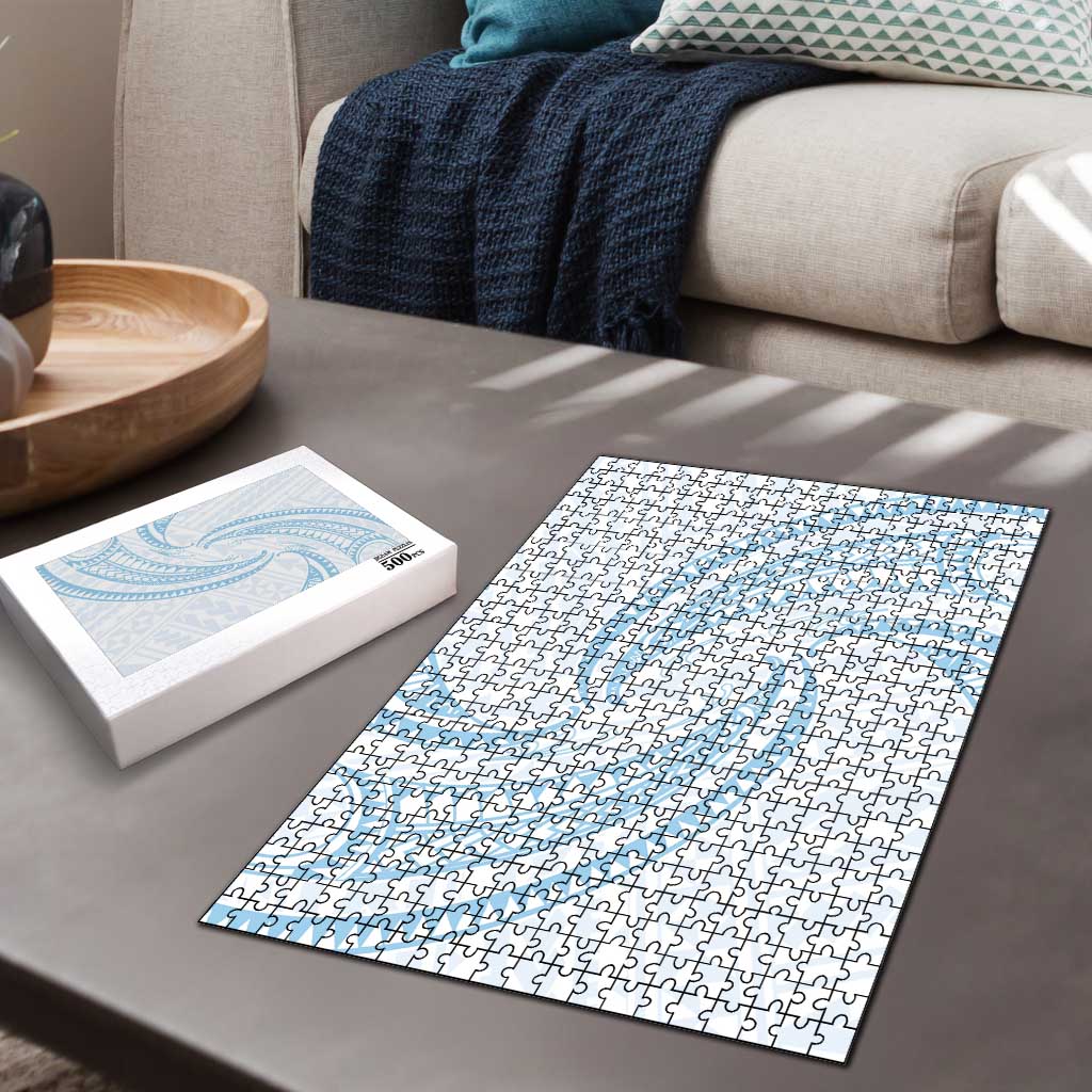White Sunday Lotu Tamaiti Puzzle Polynesian Wave Pastel Sky Blue - Polynesian Pride