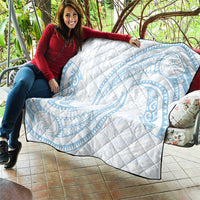 White Sunday Lotu Tamaiti Quilt Polynesian Wave Pastel Sky Blue - Polynesian Pride