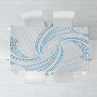 White Sunday Lotu Tamaiti Tablecloth Polynesian Wave Pastel Sky Blue - Polynesian Pride
