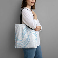 White Sunday Lotu Tamaiti Tote Bag Polynesian Wave Pastel Sky Blue - Polynesian Pride