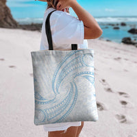 White Sunday Lotu Tamaiti Tote Bag Polynesian Wave Pastel Sky Blue - Polynesian Pride