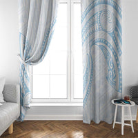 White Sunday Lotu Tamaiti Window Curtain Polynesian Wave Pastel Sky Blue - Polynesian Pride