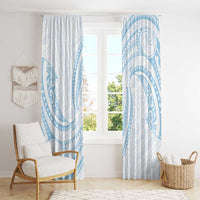 White Sunday Lotu Tamaiti Window Curtain Polynesian Wave Pastel Sky Blue - Polynesian Pride