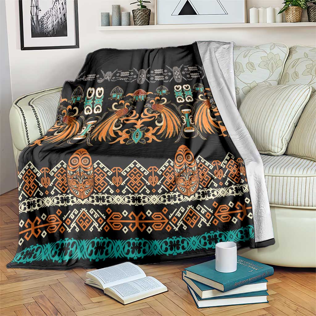 Black Batik Papua-inspired Pattern Blanket - Polynesian Pride