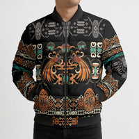 Black Batik Papua-inspired Pattern Bomber Puffer Jacket LT9 - Polynesian Pride