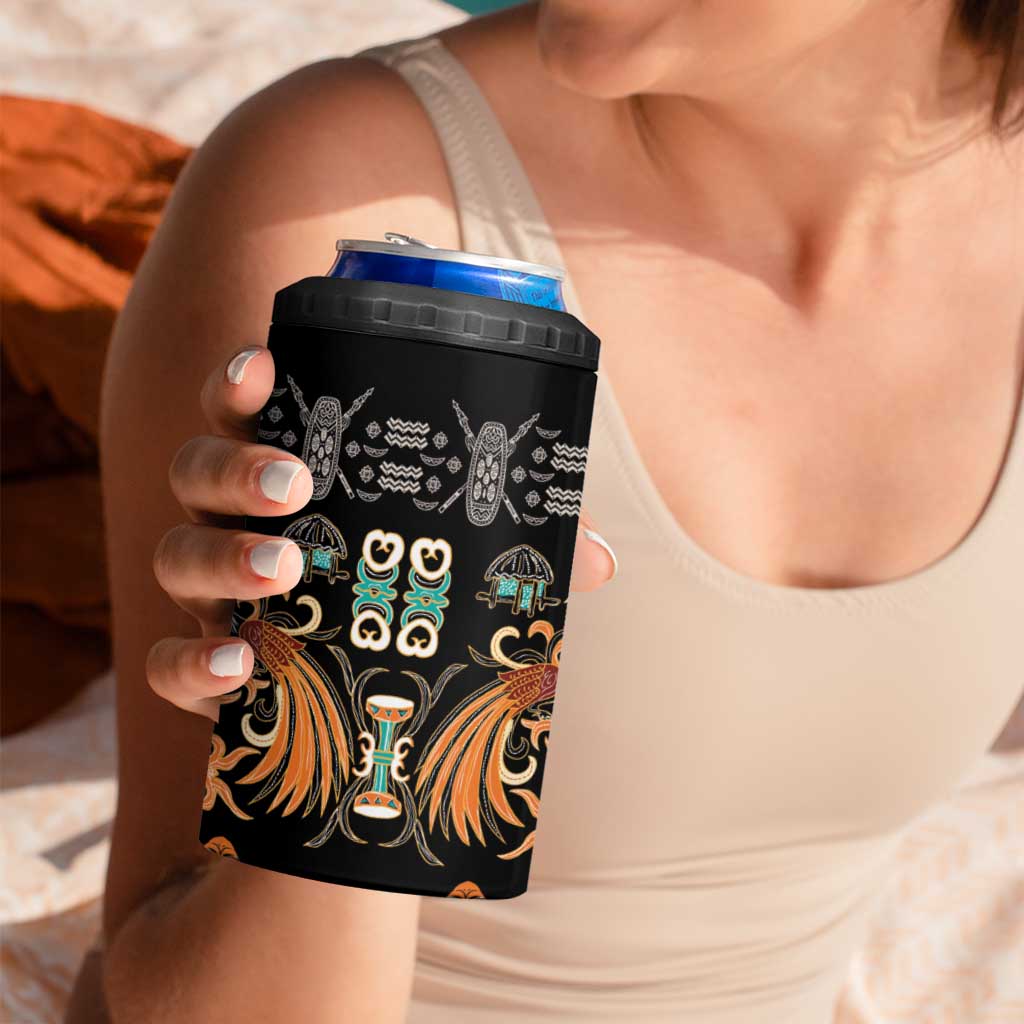 Black Batik Papua-inspired Pattern 4 in 1 Can Cooler Tumbler - Polynesian Pride