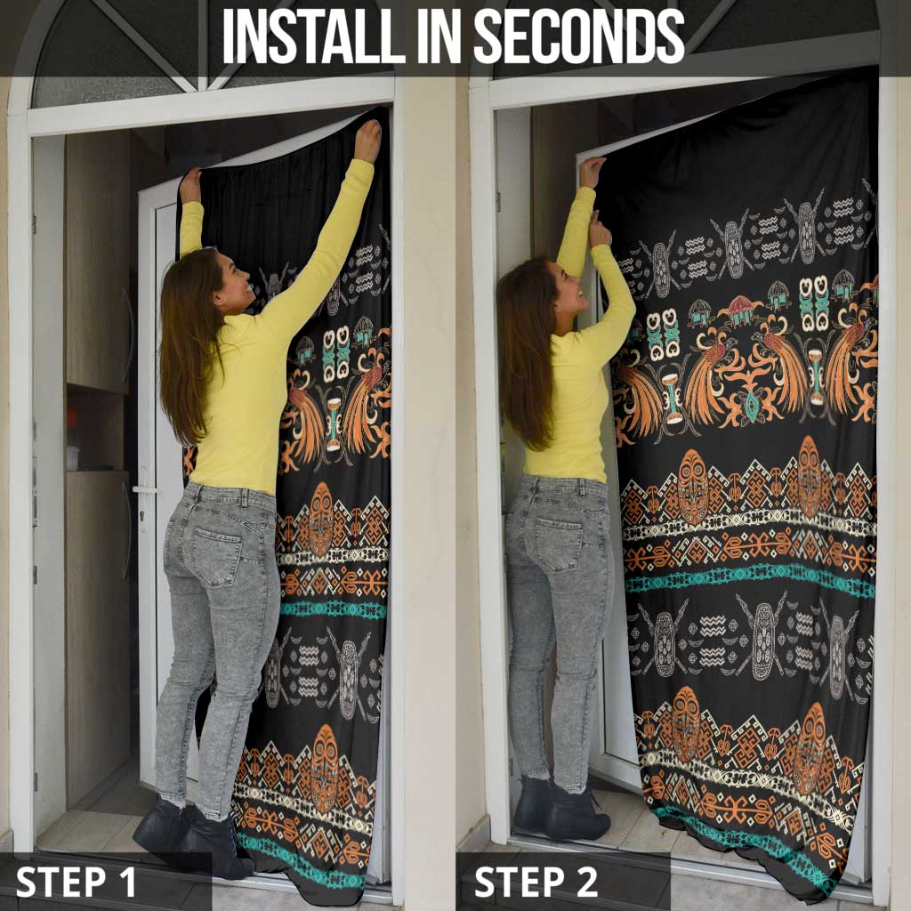 Black Batik Papua-inspired Pattern Door Cover - Polynesian Pride