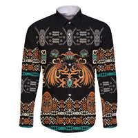 Black Batik Papua-inspired Pattern Family Matching Mermaid Dress and Hawaiian Shirt LT9 Dad's Shirt - Long Sleeve Black - Polynesian Pride