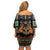 Black Batik Papua-inspired Pattern Family Matching Off Shoulder Short Dress and Hawaiian Shirt - Polynesian Pride