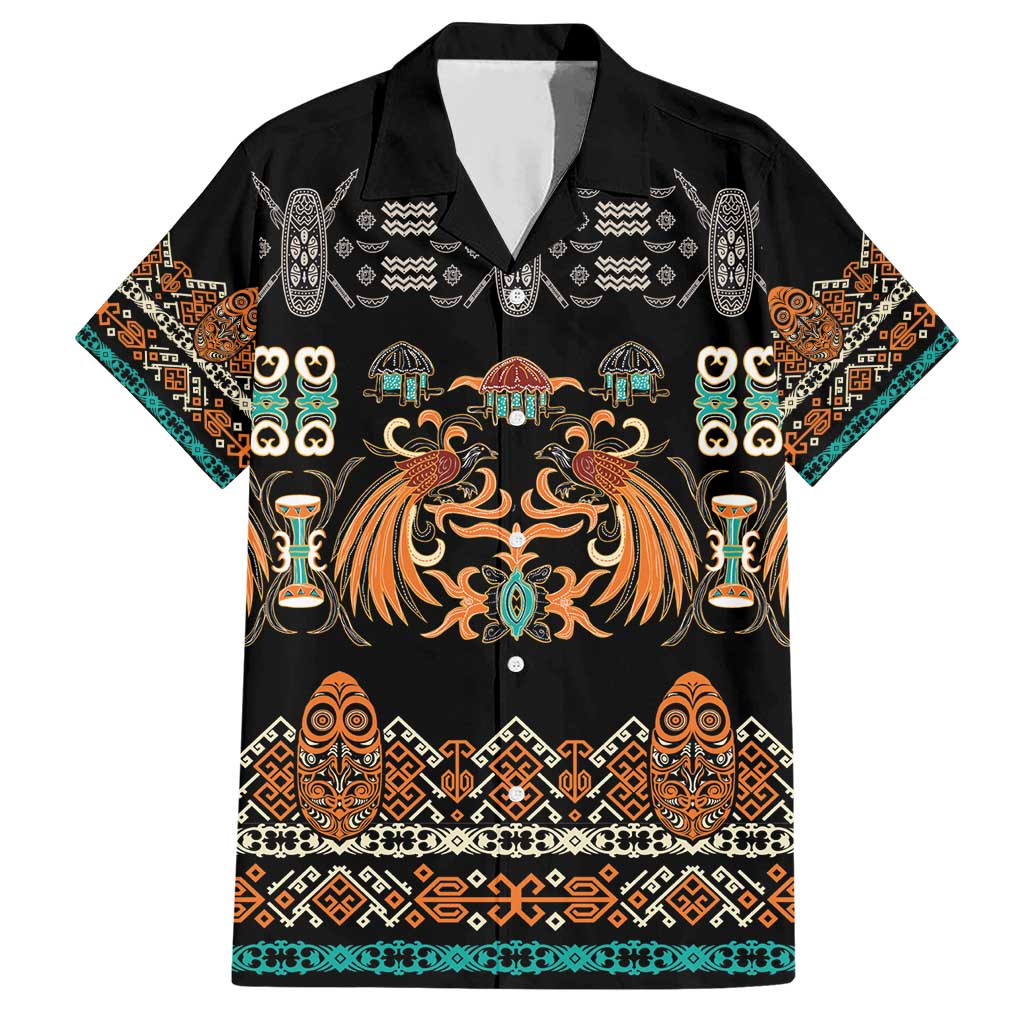 Black Batik Papua-inspired Pattern Hawaiian Shirt - Polynesian Pride