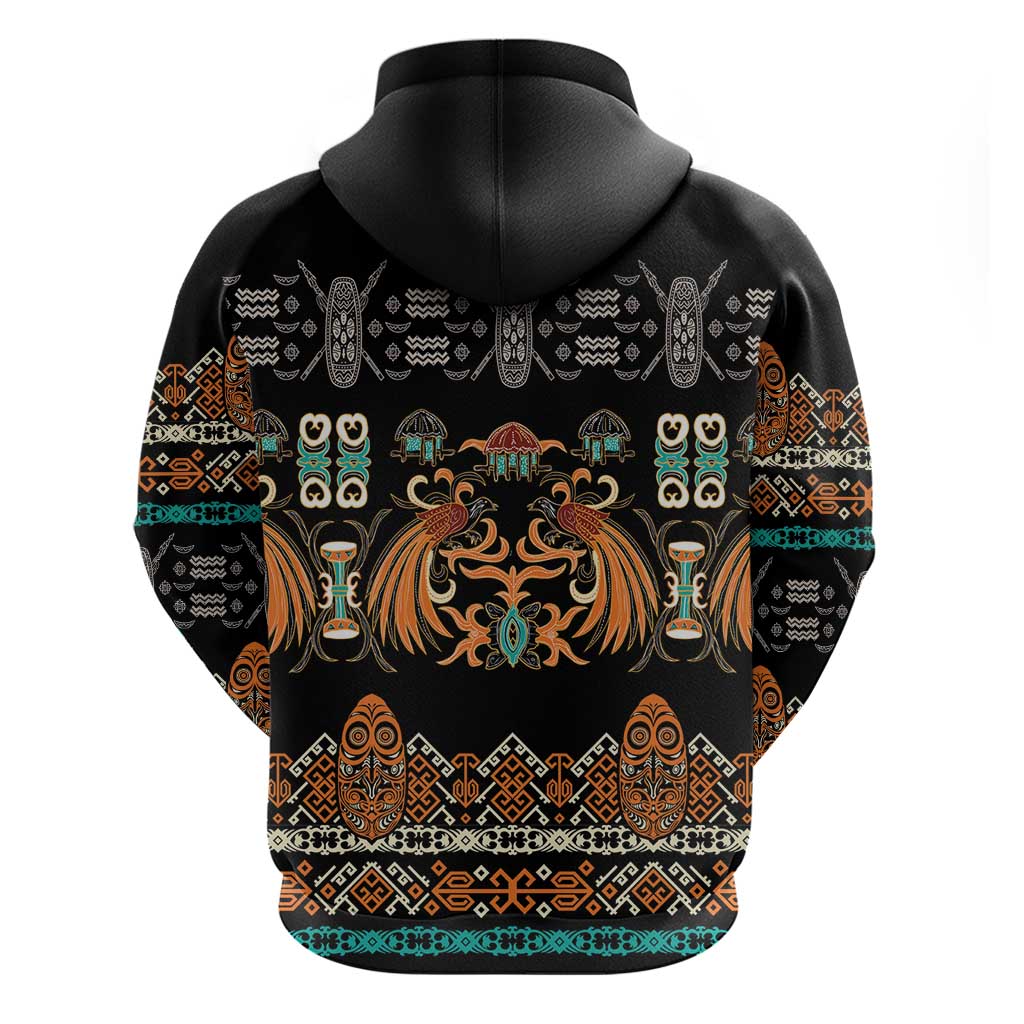 Black Batik Papua-inspired Pattern Hoodie - Polynesian Pride
