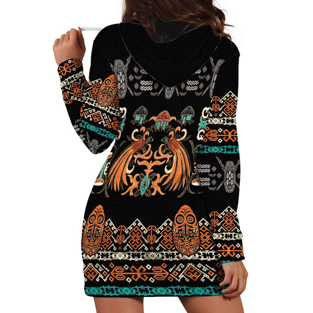 Black Batik Papua-inspired Pattern Hoodie Dress - Polynesian Pride