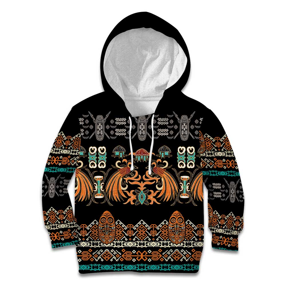Black Batik Papua-inspired Pattern Kid Hoodie - Polynesian Pride