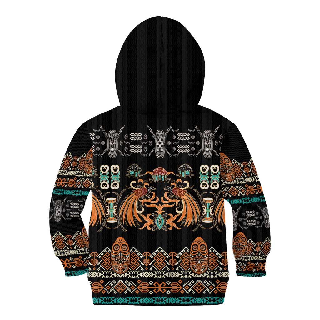 Black Batik Papua-inspired Pattern Kid Hoodie - Polynesian Pride