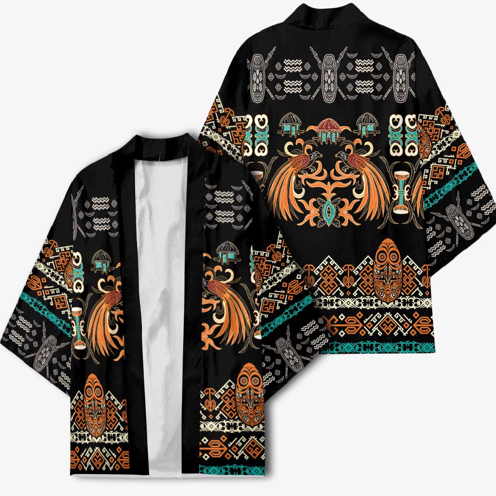 Black Batik Papua-inspired Pattern Kimono - Polynesian Pride