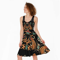 Black Batik Papua-inspired Pattern Midi Dress - Polynesian Pride