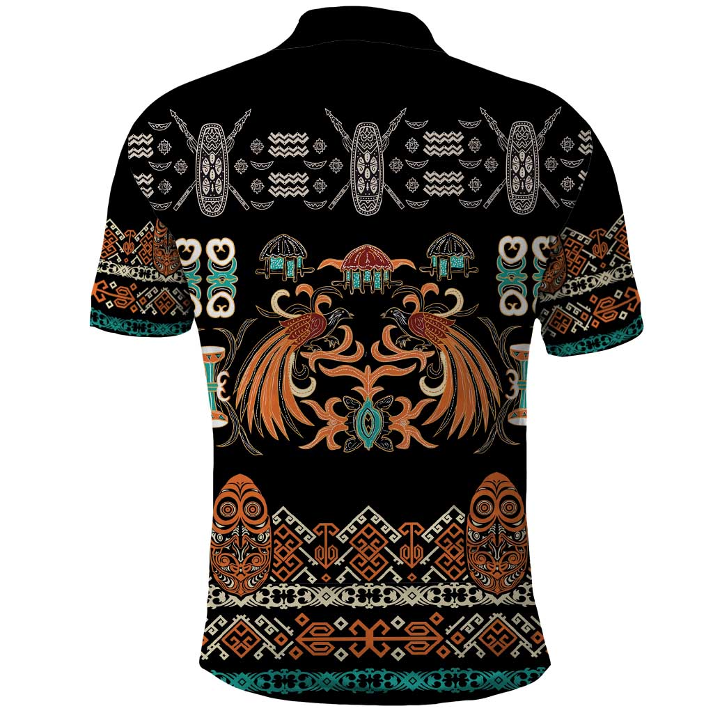 Black Batik Papua-inspired Pattern Polo Shirt - Polynesian Pride