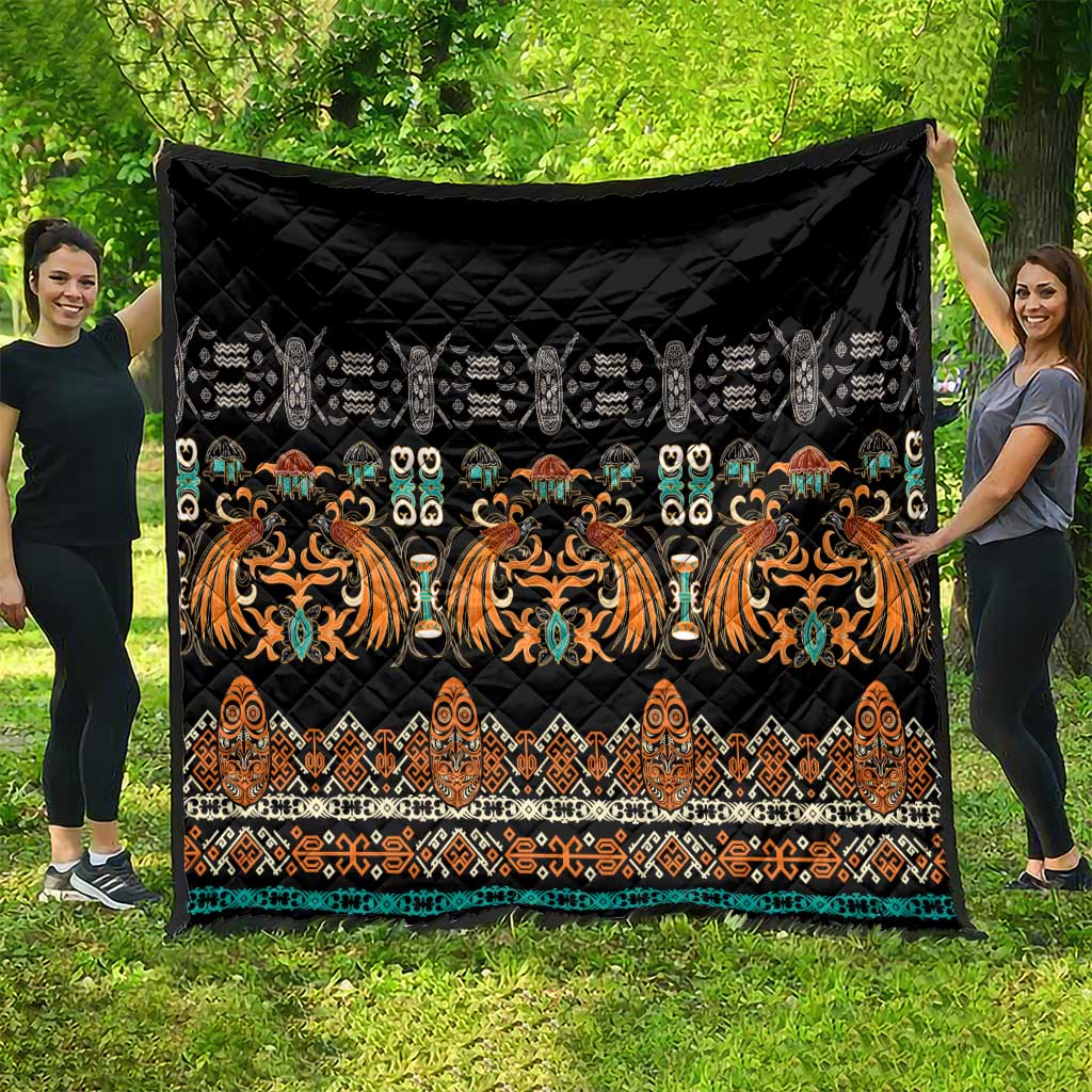 Black Batik Papua-inspired Pattern Quilt LT9 - Polynesian Pride