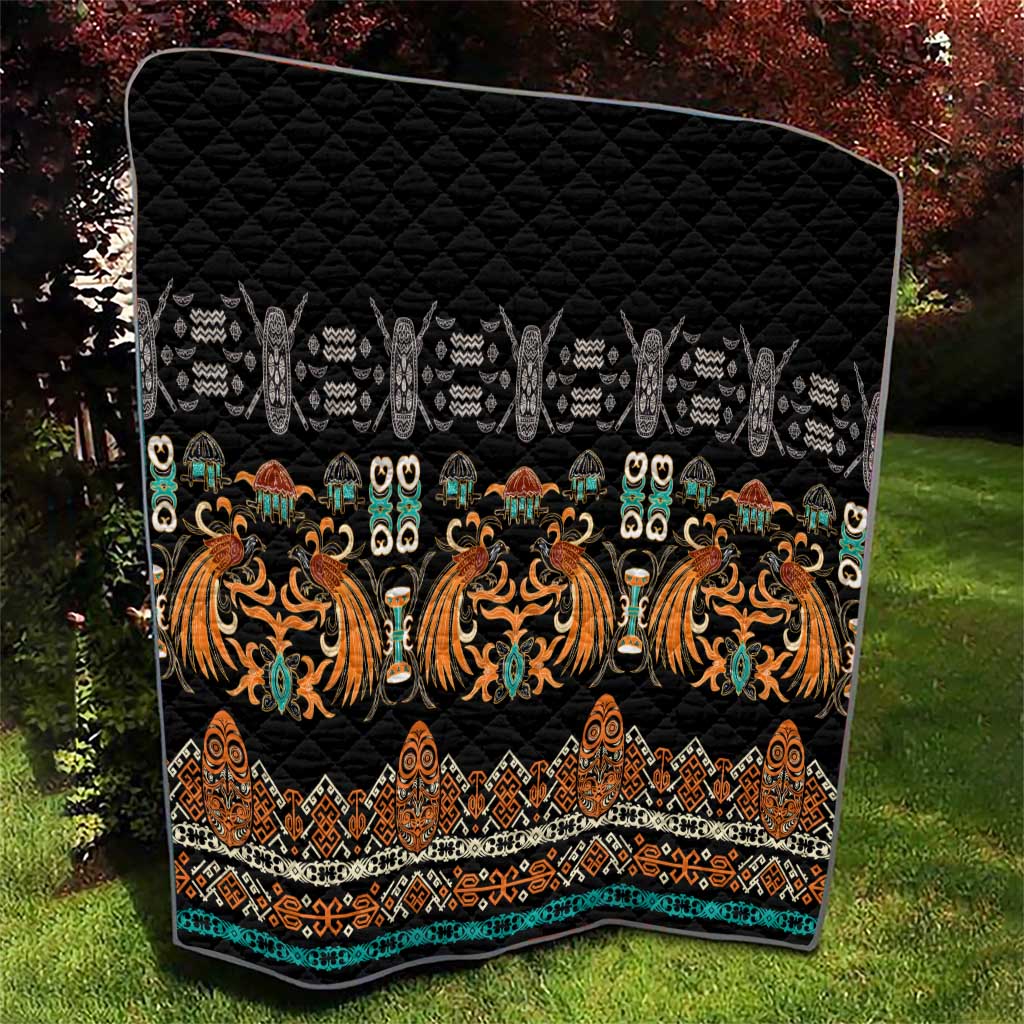 Black Batik Papua-inspired Pattern Quilt LT9 - Polynesian Pride