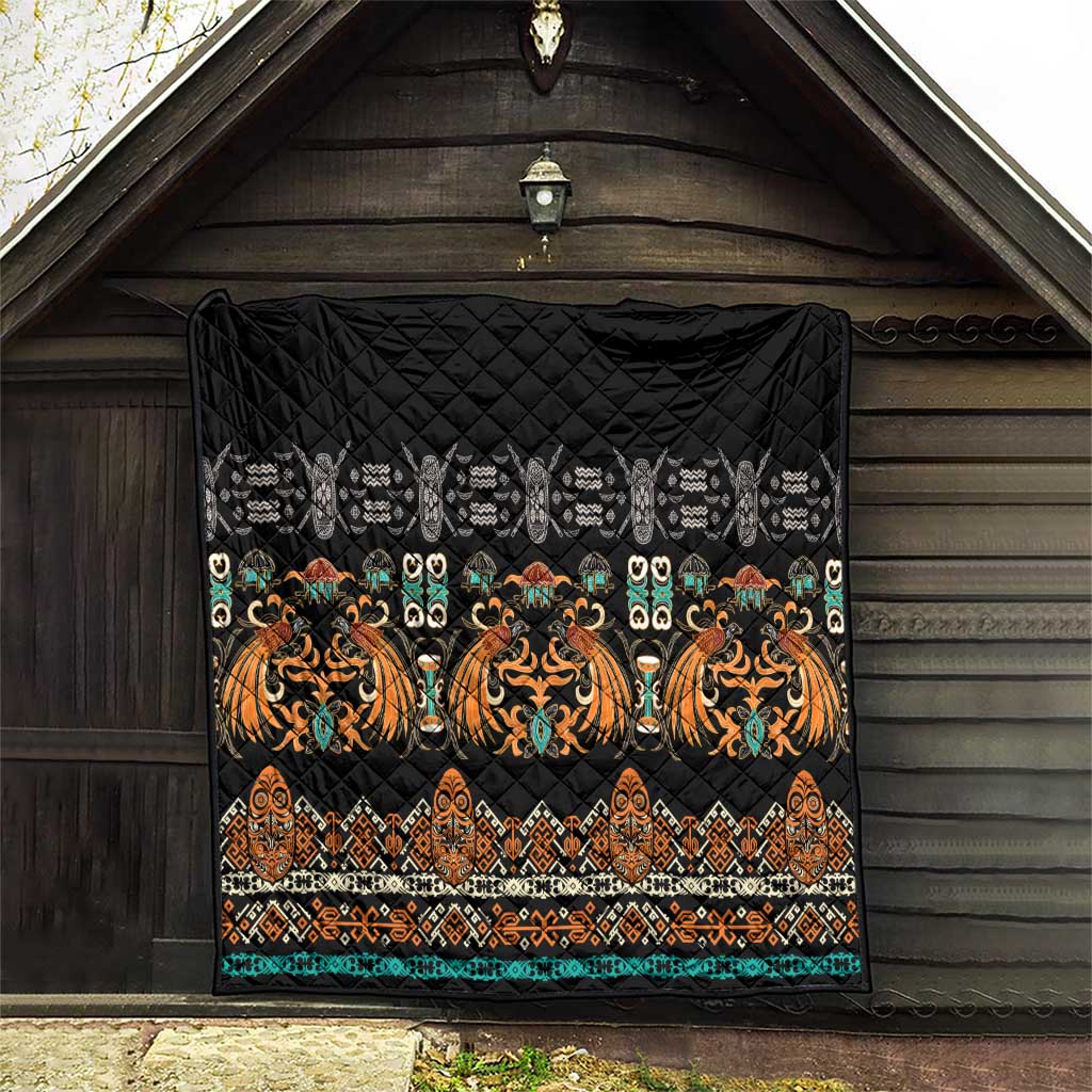 Black Batik Papua-inspired Pattern Quilt LT9 - Polynesian Pride