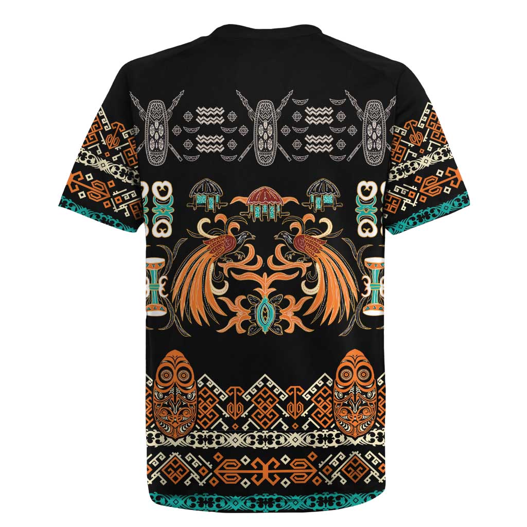 Black Batik Papua-inspired Pattern Rugby Jersey - Polynesian Pride