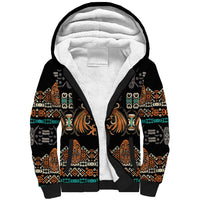 Black Batik Papua-inspired Pattern Sherpa Hoodie - Polynesian Pride