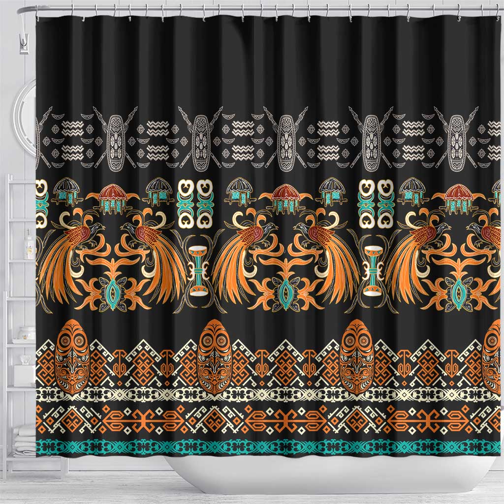 Black Batik Papua-inspired Pattern Shower Curtain - Polynesian Pride