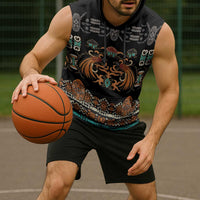 Black Batik Papua-inspired Pattern Sleeveless Hoodie LT9 - Polynesian Pride
