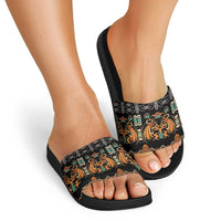 Black Batik Papua-inspired Pattern Slide Sandals - Polynesian Pride