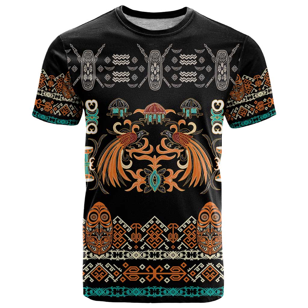 Black Batik Papua-inspired Pattern T Shirt - Polynesian Pride
