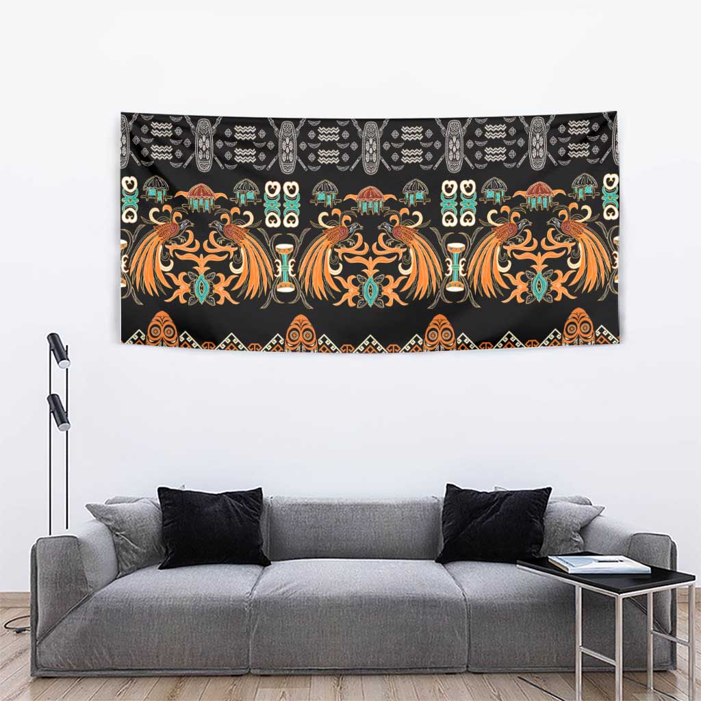 Black Batik Papua-inspired Pattern Tapestry - Polynesian Pride