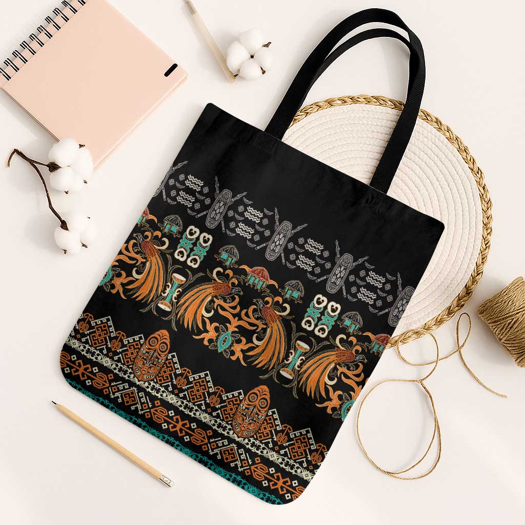Black Batik Papua-inspired Pattern Tote Bag - Polynesian Pride