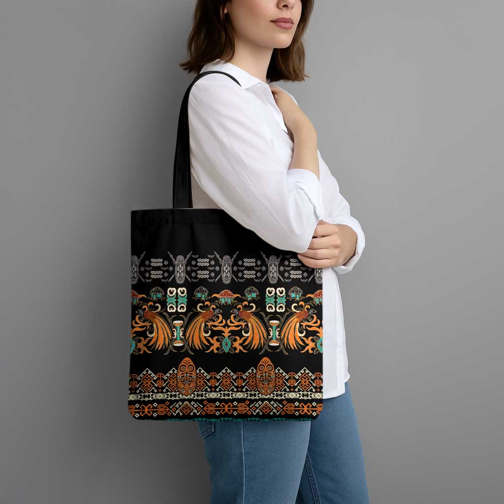 Black Batik Papua-inspired Pattern Tote Bag - Polynesian Pride