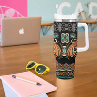 Black Batik Papua-inspired Pattern Tumbler With Handle - Polynesian Pride