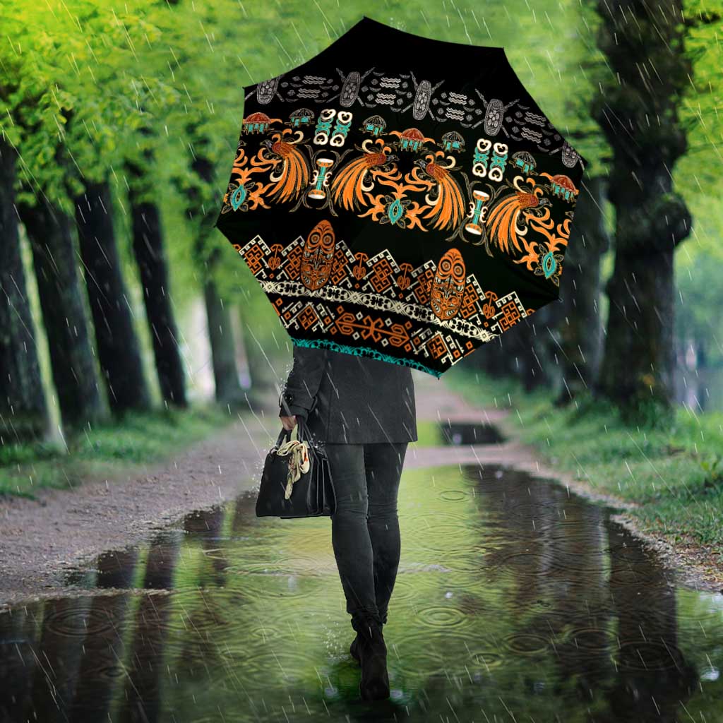Black Batik Papua-inspired Pattern Umbrella - Polynesian Pride
