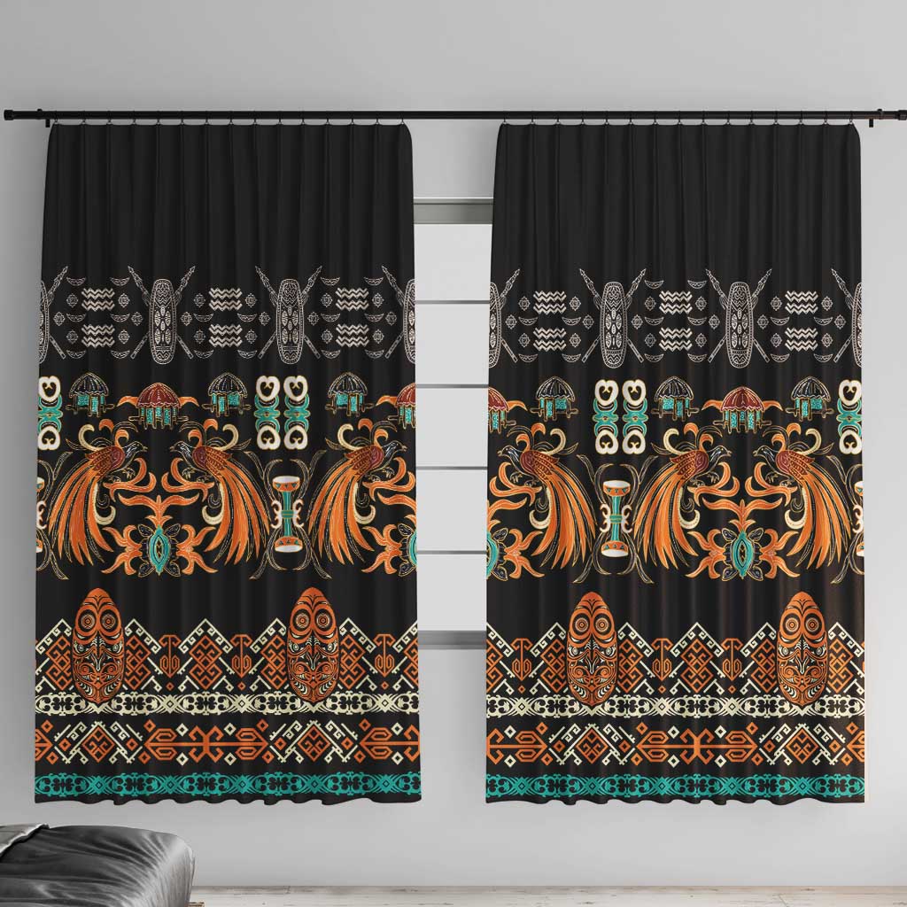 Black Batik Papua-inspired Pattern Window Curtain - Polynesian Pride