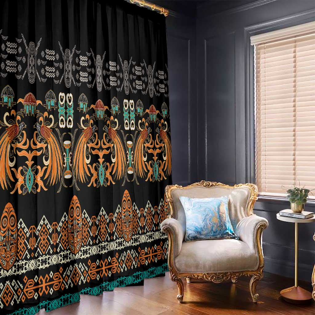 Black Batik Papua-inspired Pattern Window Curtain - Polynesian Pride
