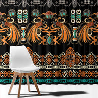 Black Batik Papua-inspired Pattern Window Curtain - Polynesian Pride