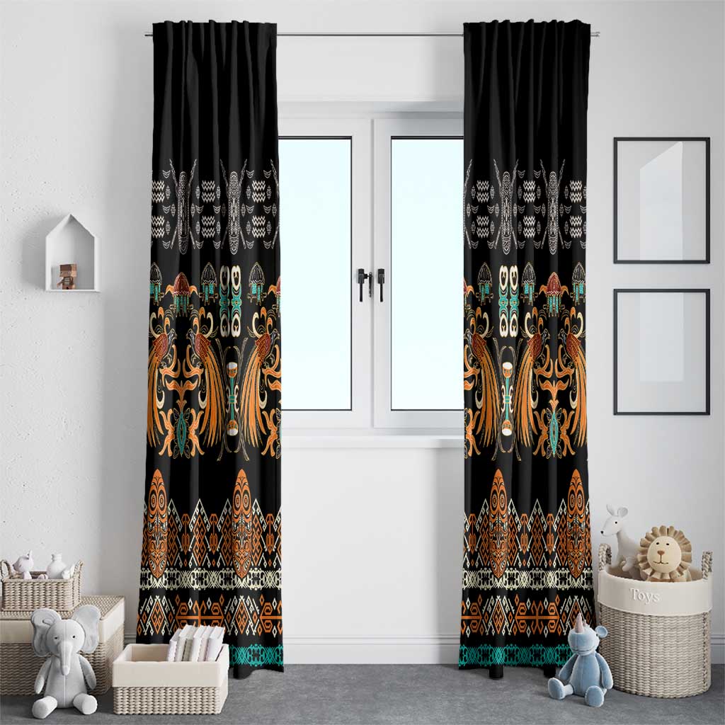 Black Batik Papua-inspired Pattern Window Curtain - Polynesian Pride