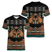 Black Batik Papua-inspired Pattern Women V-Neck T-Shirt - Polynesian Pride
