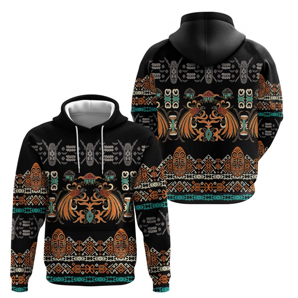 Black Batik Papua-inspired Pattern Zip Hoodie - Polynesian Pride