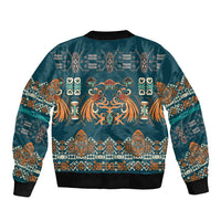 Dark Cyan Blue Batik Papua-inspired Pattern Bomber Jacket - Polynesian Pride