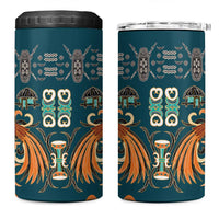 Dark Cyan Blue Batik Papua-inspired Pattern 4 in 1 Can Cooler Tumbler - Polynesian Pride
