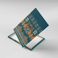 Dark Cyan Blue Batik Papua-inspired Pattern Canvas Wall Art - Polynesian Pride