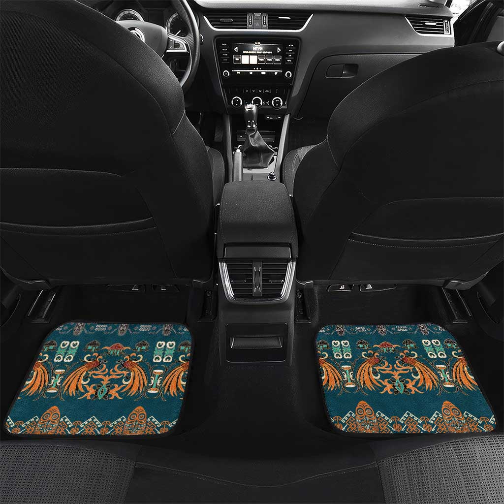Dark Cyan Blue Batik Papua-inspired Pattern Car Mats - Polynesian Pride